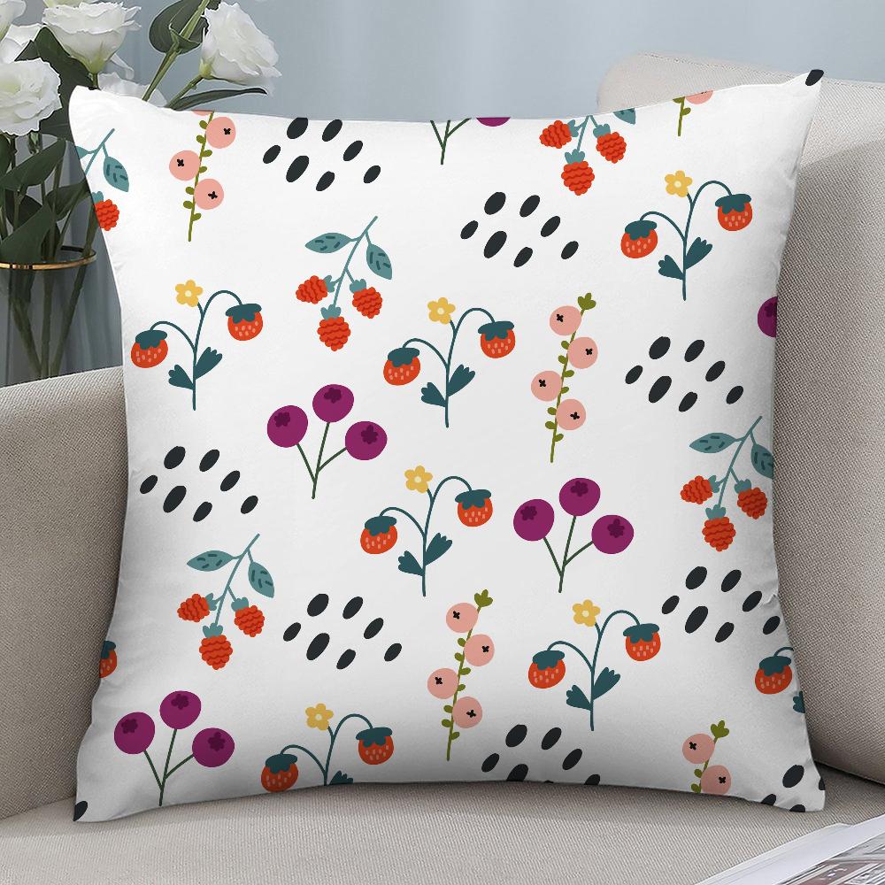 Colorful Cartoon Berries Pillow Case Short Plush Pillow Covers Sofa Decorative Gift Home Double-sided Printing Cushion Cover