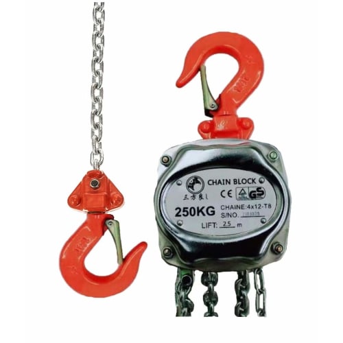 A win-win situation: this lightweight, compact chain hoist with a 0.25 ton chain and 2.5m silver chain hoist is CE and GS certified and ideal for lift