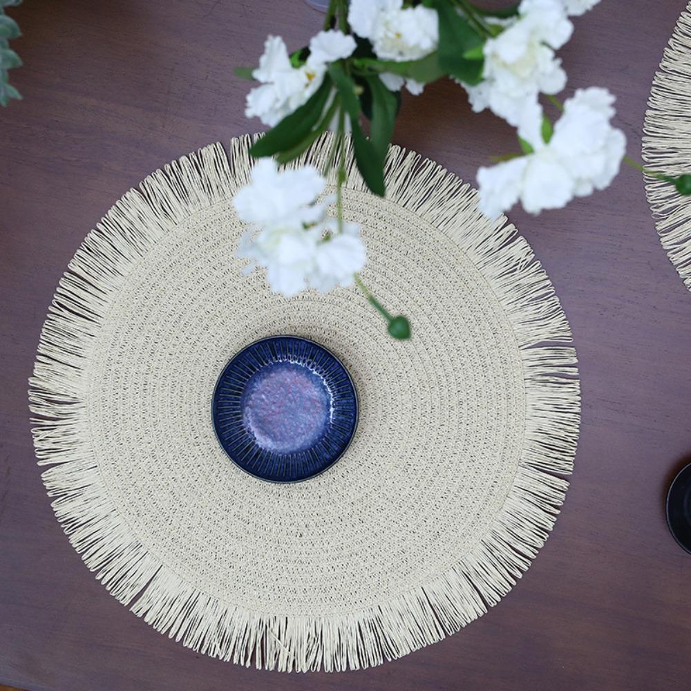 Paper Heat Resistant Place Mat Round Bowl Mat Kitchen Accessories Braided Placemat  Home