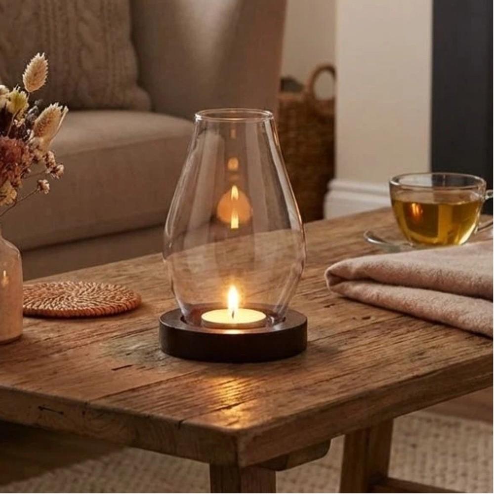 Transparent Tealight Cup Windproof Incenses Stove Lamp Glass Candle Holder  Indoor Environment