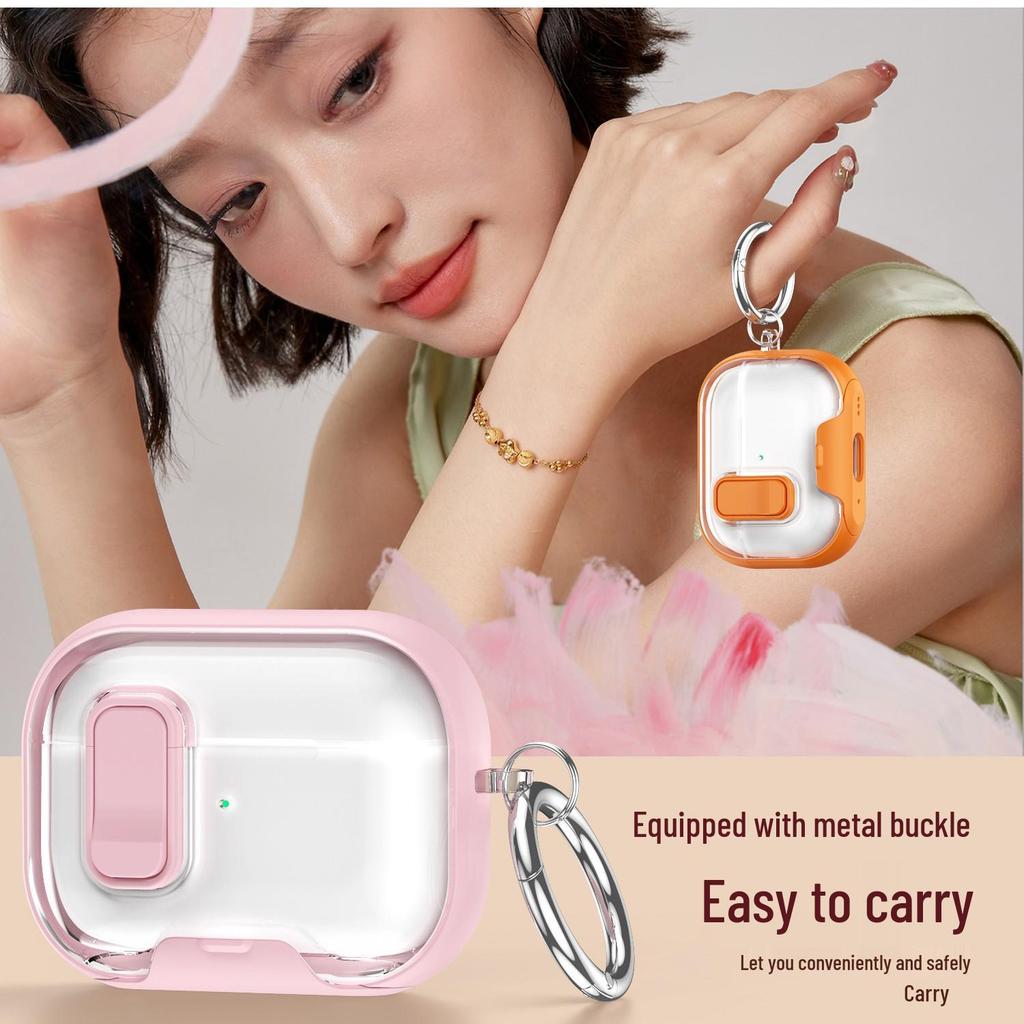 Transparent Color-Block Protective Case with Stand for AirPods Pro 2nd Gen