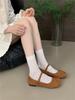 French Retro Mary Jane Shoes 2025 Autumn New One-word Commuter Shoes with Shallow Mouth Flat Beanie Shoes