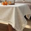 Polyester Linen Lace Edge Tablecloth Rectangular Tassels Dust -Proof Table Cover for Kitchen Dinning Table Home Decor