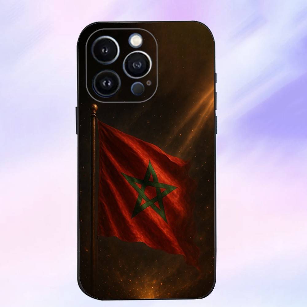 M-Morocco Flag Phone Case For iPhone 16,15,14,13,12,11 Plus,Pro Max,XS,X,XR,SE,Mini,8,7,Soft Silicone Black Cover