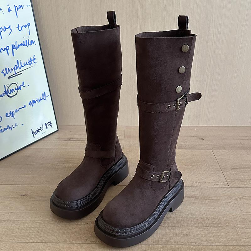 

Black but knee-length boots, women s thick-legged western cowboy boots, small people with thick soles and thin two wear tall knight boots 40 темно-коричневого