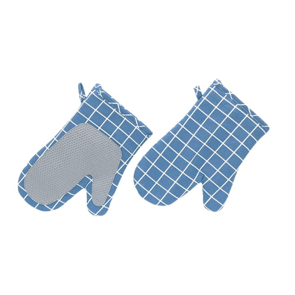 1 Pair Non-slip Kitchen Microwave Gloves Cotton Lining Heat Insulated Gloves Oven Gloves Pot Lid