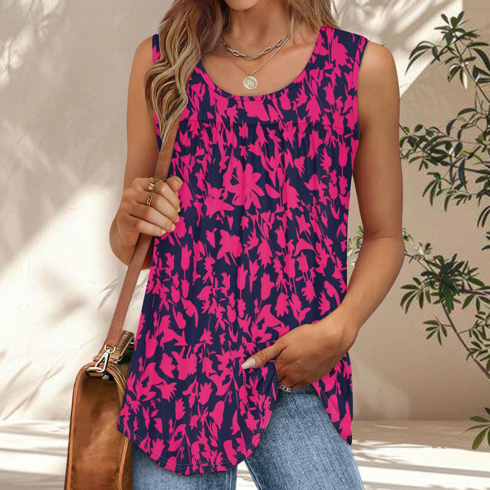 

Womens Casual O Neck Loose Solid Color Sleeveless Top T-shirt Summer Tank Tops For Women Tank Camisole Sleeveless Basic Solid Tops XXL