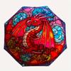 Stained Dragon Window Panel: Vibrant Fantasy Art for Home DecorUmbrella, Portable 3-Fold Compact Umbrella,Christmas Gift ES519