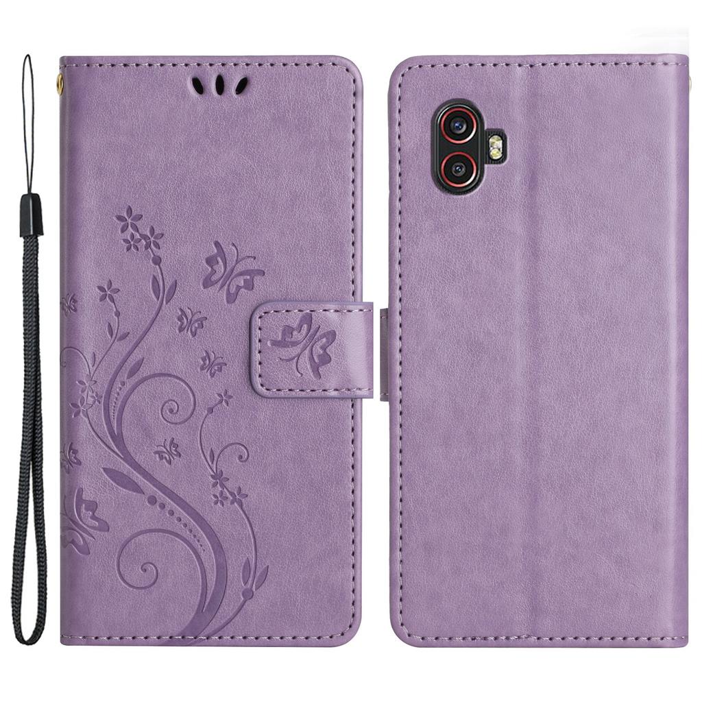 For Samsung Galaxy Xcover6 Pro 5G Wallet Phone Case Butterfly Floral Leather Flip Cover