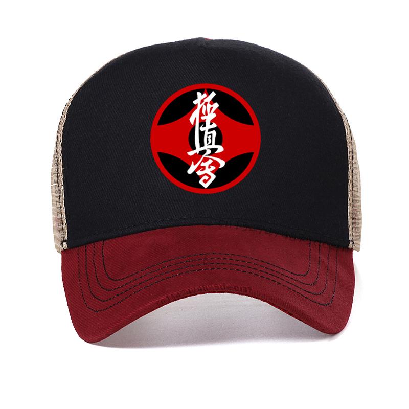 

Kyokushin Karate Symbol And Kanji Men Baseball Cap Summer cool mesh Breathable Trucker Hat Unisex Adjustable Snapback hats Adjustable красный