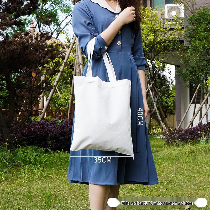 Customizable White Canvas Tote Bag with High-End Feel