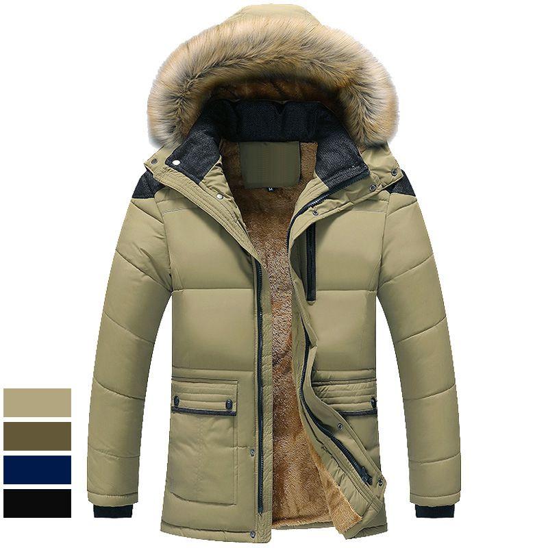 Men's Military Coat Thicken Warm Outwear Parka Hooded Jacket Outdoor Winter Fashion