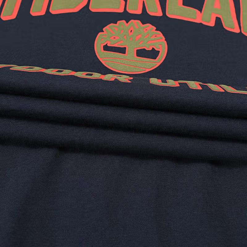 Timberland Letter Logo Printed Outdoor Casual Breathable Crew Neck Short Sleeve T-Shirt Men Tops Deep-Sapphire-Blue A42T5-433