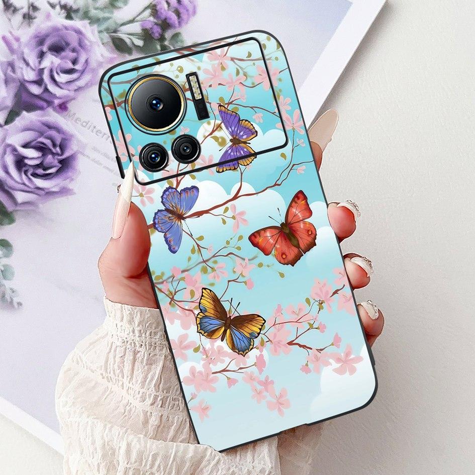 Für Infinix Note 12 VIP Hülle X672 Cover Neue Stilvolle Blume Schmetterling Weiche Silikon Handyhülle Für Infinix Note 12i X6819 Bumper
