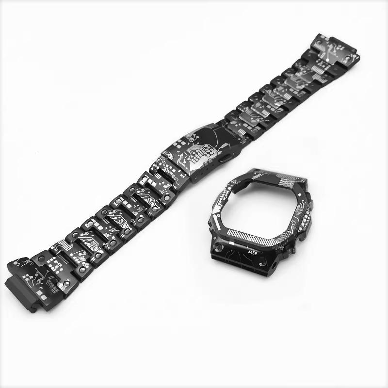 Titanium Alloy Strap For Casio GMW5610/DW5600 Circuit Board Titanium Alloy Modification Accessories, Small Square strapGMW-B5000