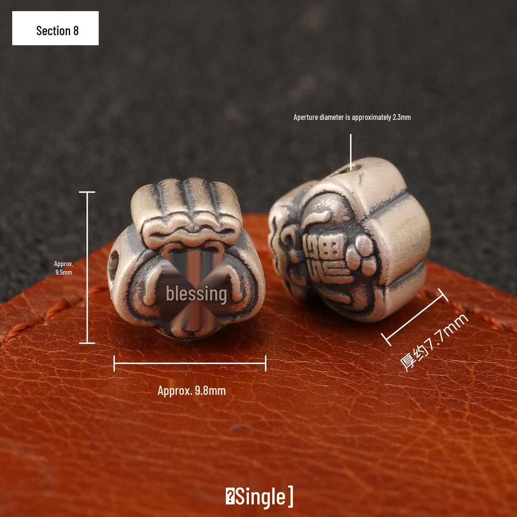 Sterling Silver S999 Wealth Attraction Beads - 3D Money Bag Design for DIY Bracelets