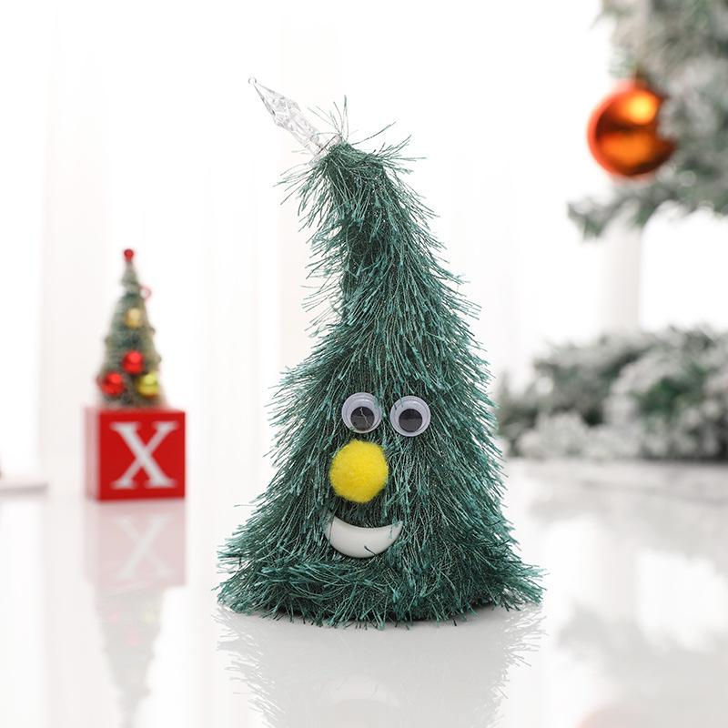 Crative Cute Christmas Tree With Christmas Hat Ornaments Elk With Scarf Toy Decoration Home Room Festival Decoration Friend Gift