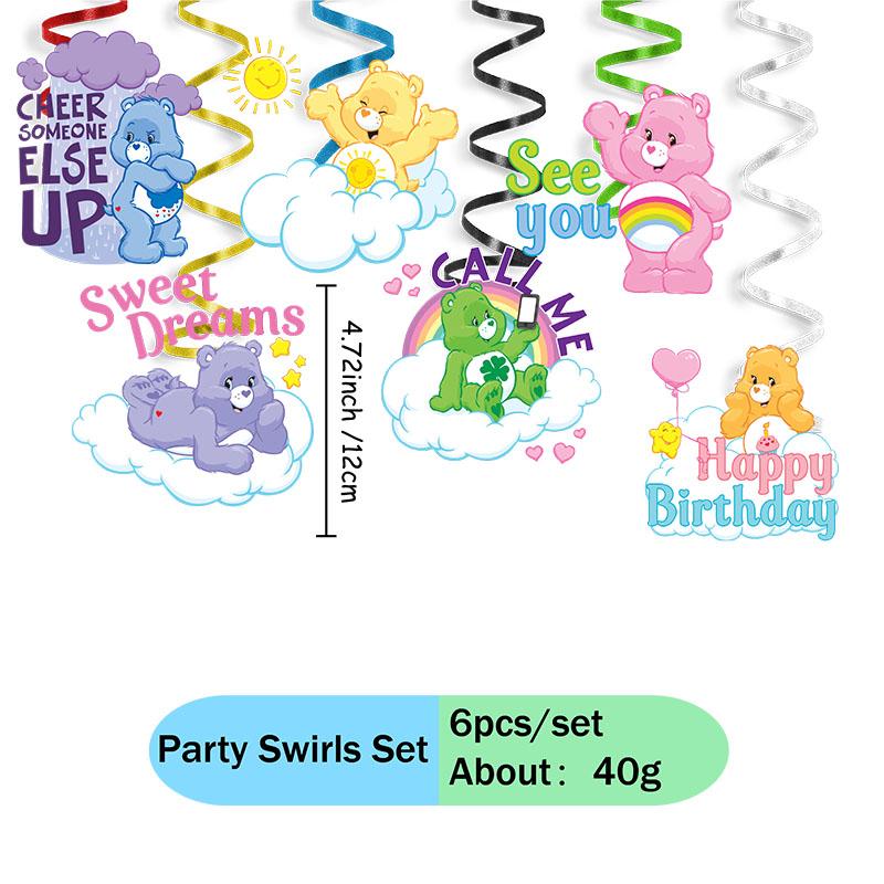 Care bars Cartoon Themed Paper Plates Cups Honeycombs Swirls Spirals Stickers Brooch for Celebrating Birthday Party Arrangements
