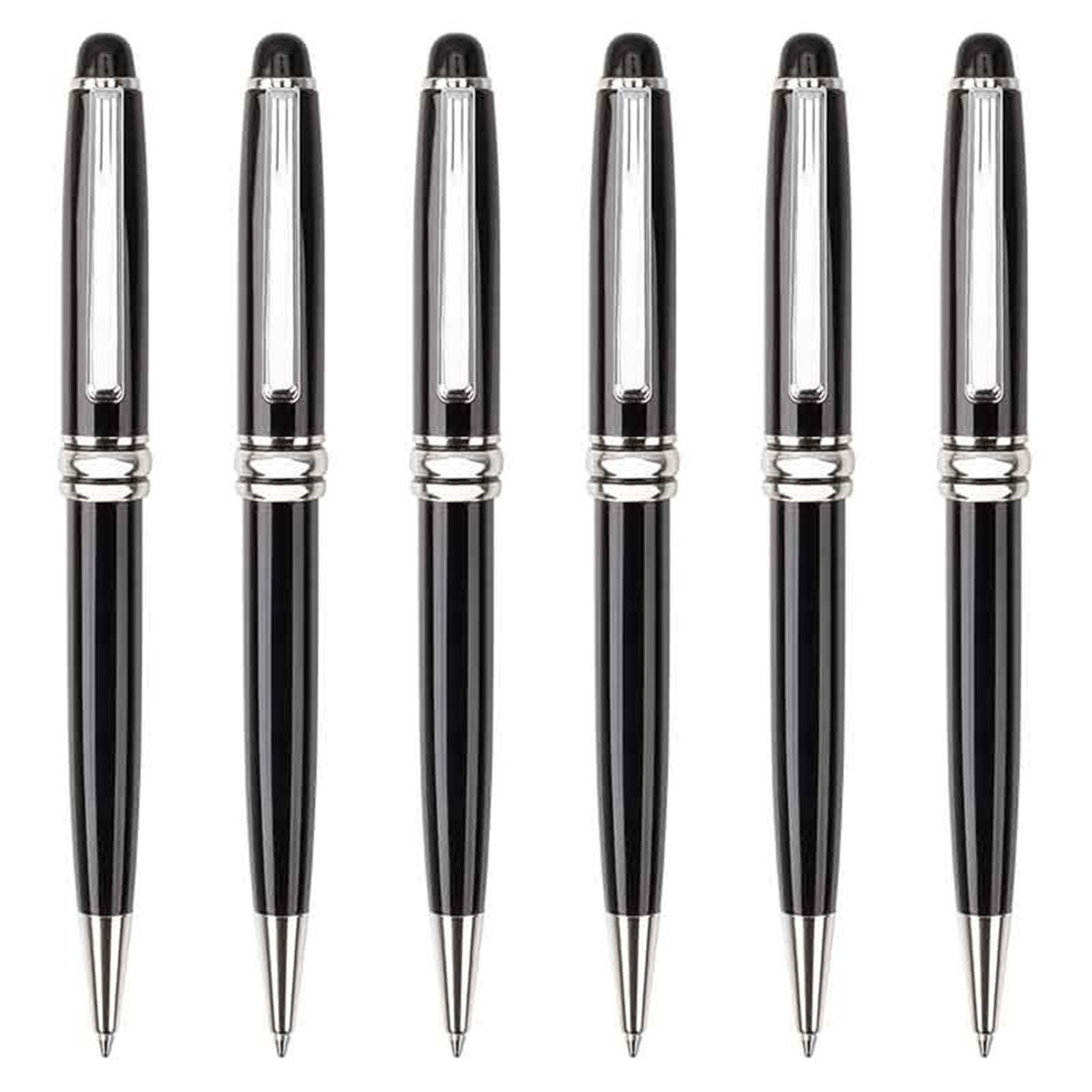 

6 шт. шариковых ручек с черными чернилами, ручка для ведения дневника, гладкая ручка для письма, металлические ручки для подписи, канцелярские принадлежности для письма серебряный