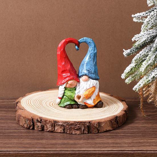 Couple Gnome Ornament Love Heart Kissing Faceless Dwarf Statue Resin Sculpture Home Office Desktop Decoration Ornament