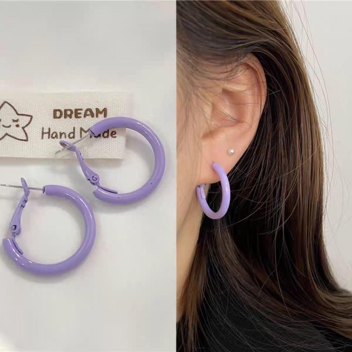 Purple Earrings Earrings High-End Earrings Women S Niche Design Earrings Light Luxury Stud Earrings Accessories