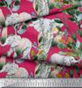 Soimoi Japan Crepe Satin Fabric Leaves,Floral & Elephant Animal Printed Craft Fabric by the metre 42 Inch