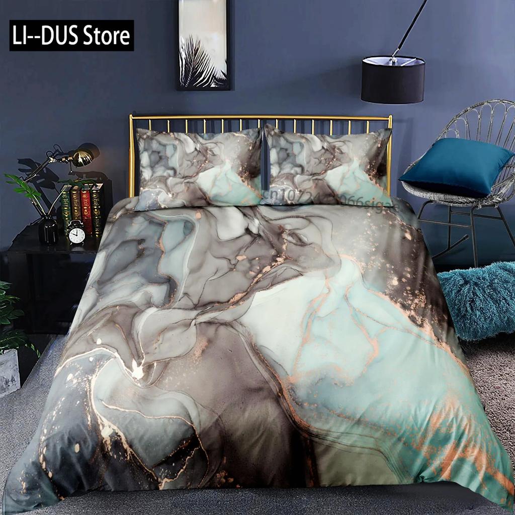 Luxury Black Marble Duvet Cover Set 3d Digital Printing Fashion Marbling Comforter Cover Design Bedding Sets Bed Set