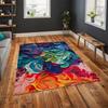 3D Colorful Printed Rugs Oil Painting Print Contemporary Rug Salon Decor Non Slip Modern Rug Different Color Rug Colorful Rug