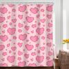 Pink Heart Shower Curtain Valentine's Day Romantic Love Pattern Waterproof Polyester with 12 Hooks