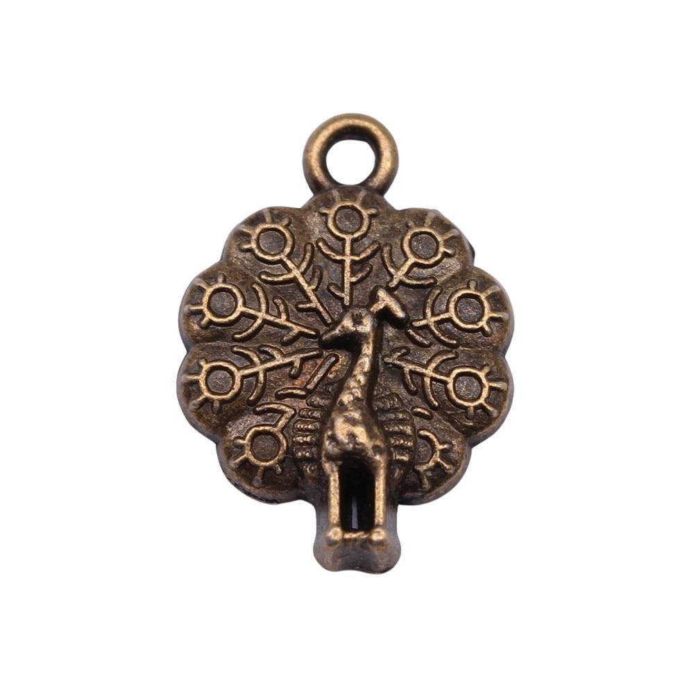 

10шт подвески в виде павлина античная бронза цвет цинковый сплав 21х15мм