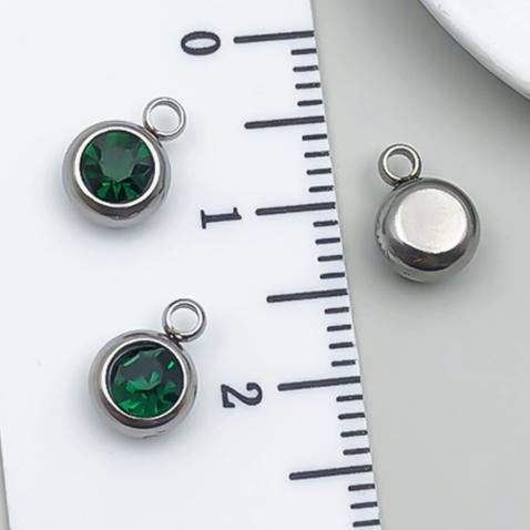 12pcs Mix Birthday Pendant Round Stainless Steel Rhinestone Charms For Jewelry Making Supplies DIY Necklace Bracelets Materials