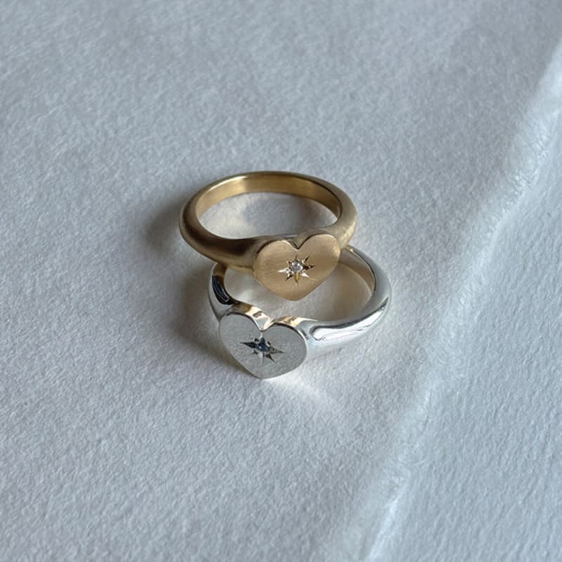 eveningbell [silver925] birthstone Love crest ring (glossy/2 colors)