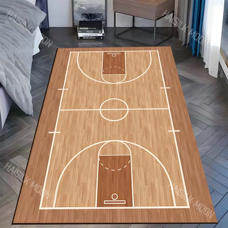 Basketball court wooden flooring Print Carpet Rug for Living Room Bedroom Sofa Doormat Home Decor Non-slip Floor Mat