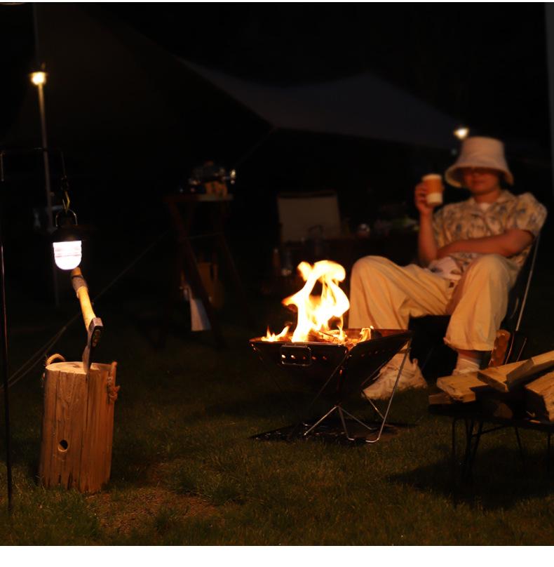 Large Outdoor Stainless Steel Folding Barbecue Grill and Fire Pit for Camping and Picnics