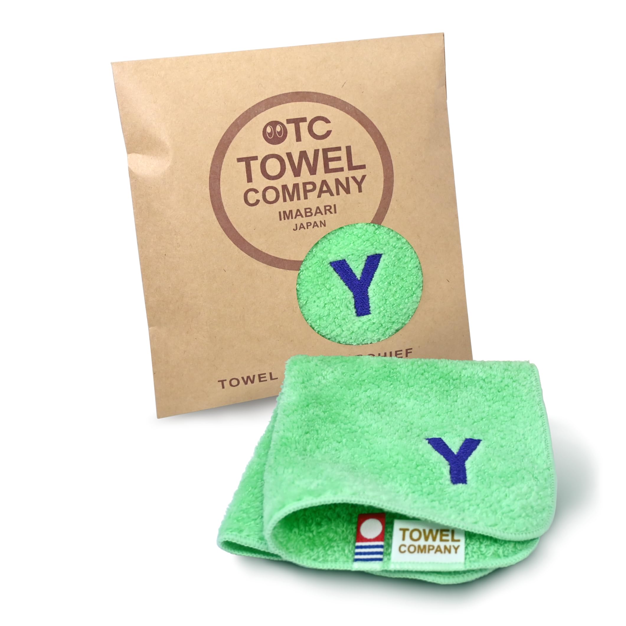 

TOWEL COMPANY Imabari Towel Handkerchief 22 x 22cm Gift Embroidery Initial (Alphabet - Y - (Green))