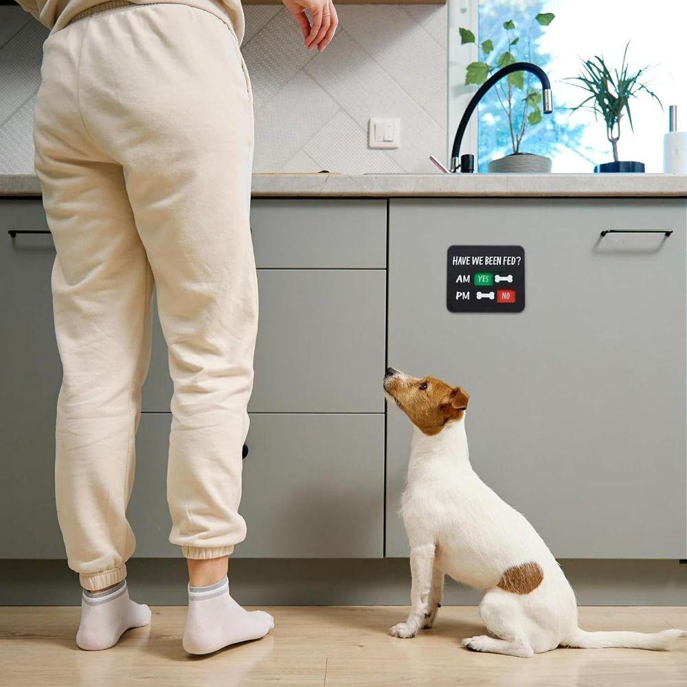 Magnet Included Pet Feeding Reminder Sign Yes No Option Acrylic Material Pet Feed Tracker Slider Design AM PM Indicator