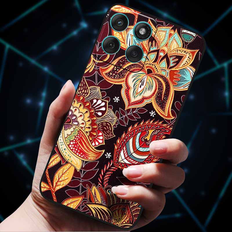 For Motorola Edge 60 Fusion Case 60Stylus 3D Flowers Emboss Phone Cases for Moto Edge 60 PRO Stylus Back Soft Silicone Bumper