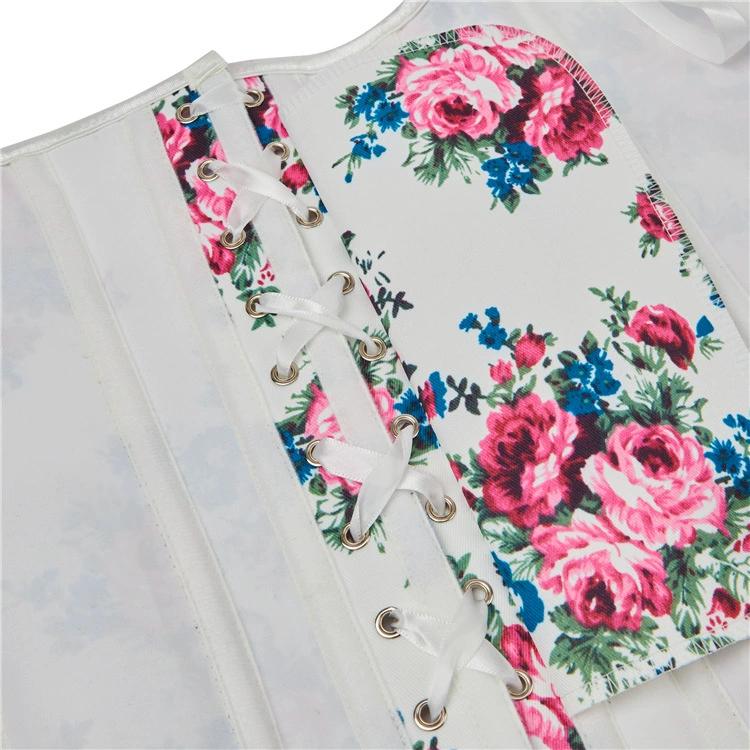 JYL TS European and American rose pattern waist tightening and chest shaping clothing, sexy corset