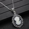 New Gothic Head Pattern Oval Pendant Necklace, Women's Personalized Trendy Festival Party Accessories