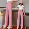 2024 Girls' Summer Ice Silk Straight-Leg Pants - Thin, Loose, Long-Leg Design for Big Kids