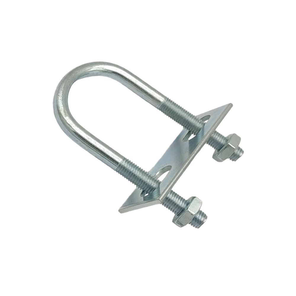 1Pcs Durable Galvanized Q235 Carbon Steel M8 Round Tube Clamp With Baffle Screws Round Bolt Pipe U-clamp for Round Tube