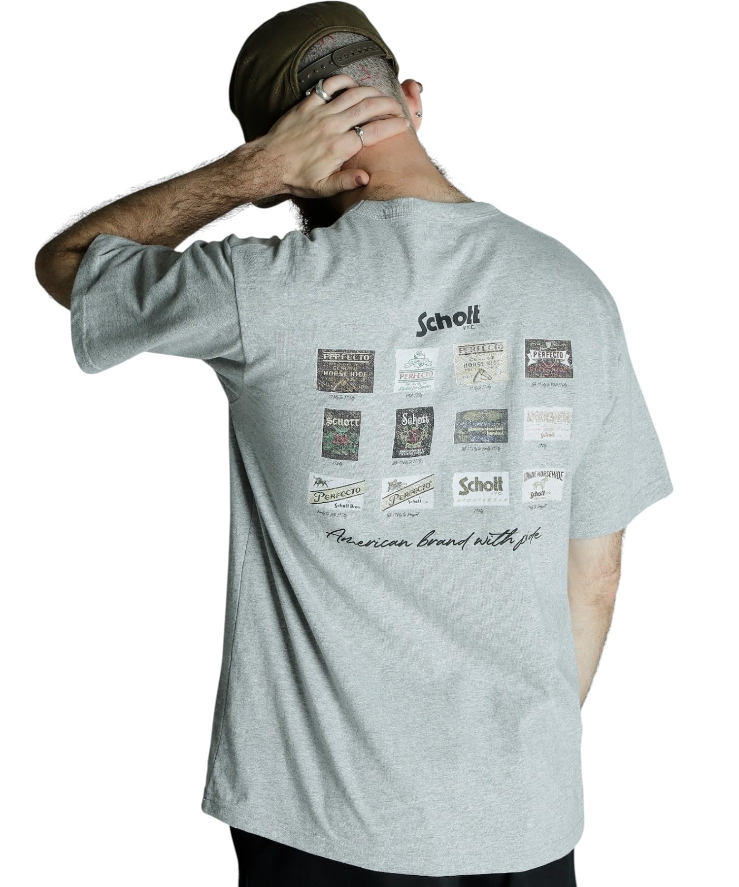 

Schott Archive Tag T-Shirt, Men s, Size XL, 020, Gray, 782-5134021