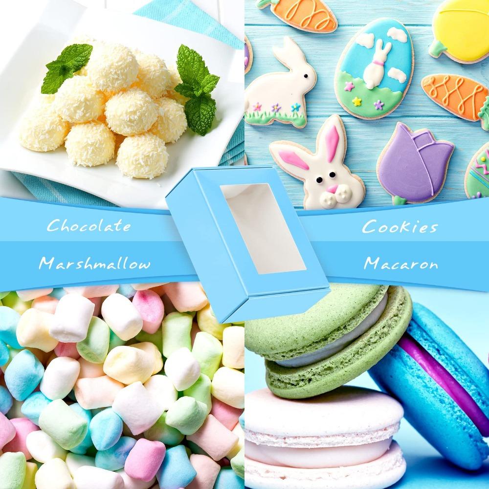 25 Stück Blaue Geschenkboxen mit Klarsichtfenster Kraftpapier Mini-Geschenkbox Rechteckige Seifenboxen für Selbstgemachte Geschenkverpackung Box für Neujahr Ramadan Hochzeit