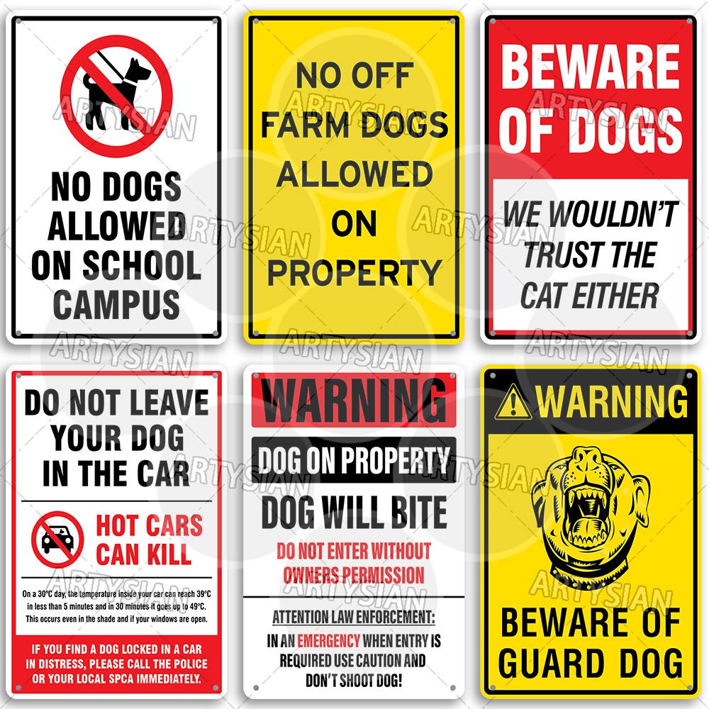 Beware of Dog Warning Metal Sign No Dogs Allowed Do Not Leave Dog Pet safety Dog Friendly Café Guide Dods Welcome Plaque