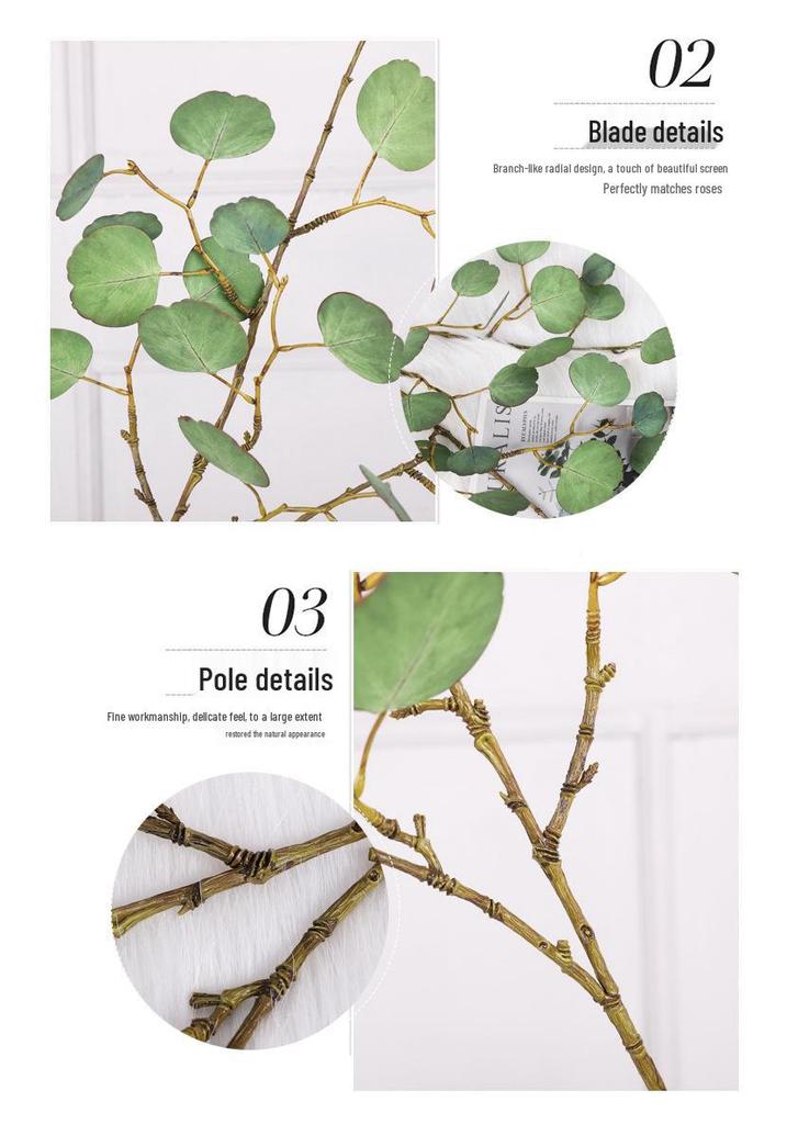 French Round Eucalyptus & Apple Leaf Simulated Plant for Wedding & Home Decor