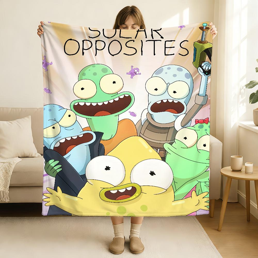 Couverture Solaire Opposés de Dessin Animé Douce et Agréable pour la Peau pour Canapé Lit Sieste Couvre-lit Couette Toutes Saisons