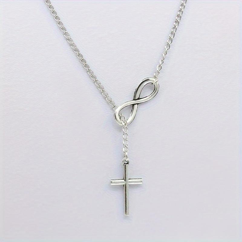 Simple Lucky Number 8 Cross Short Necklace Elegant Fashion Women Daily Gift