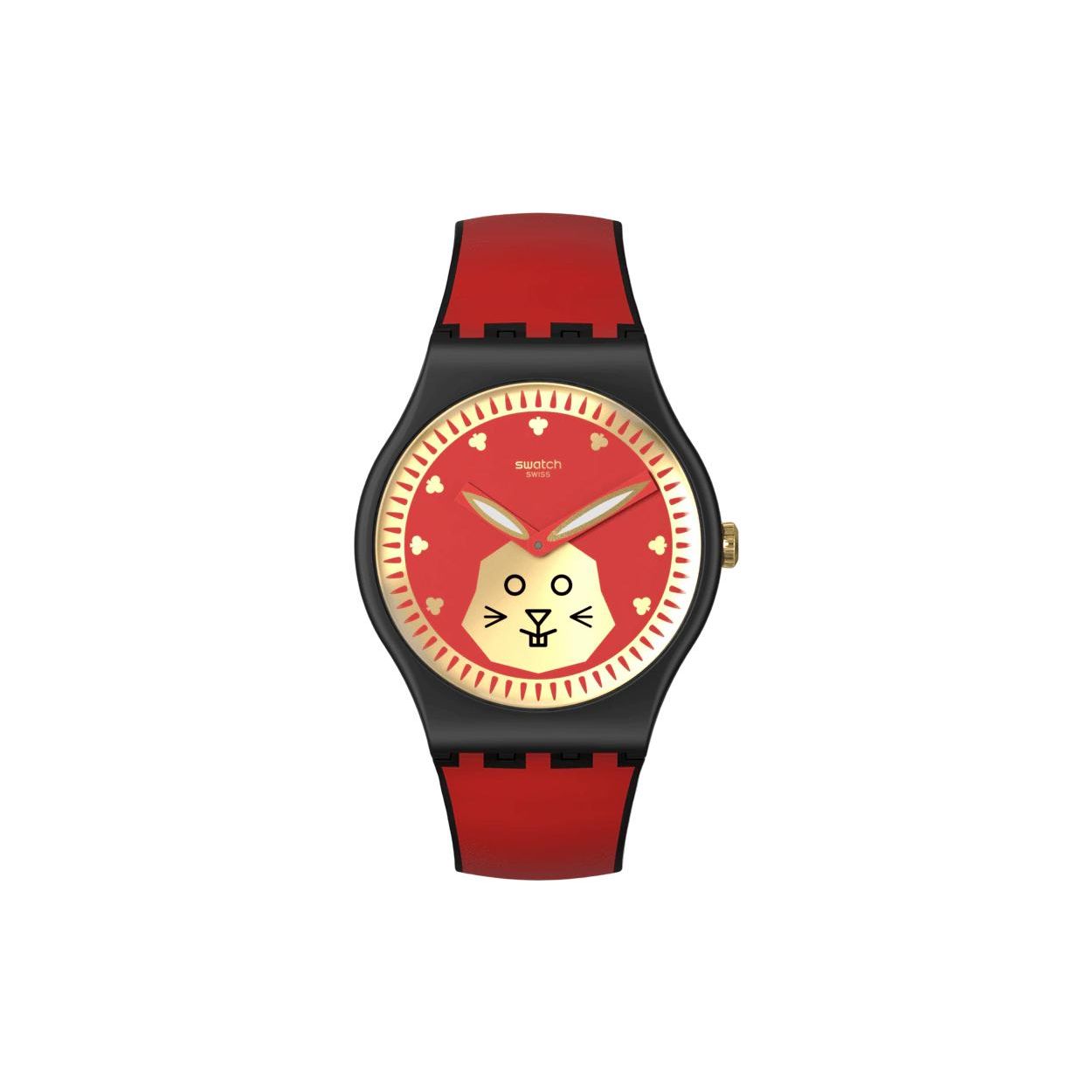 Swatch Quartz Movement 30 Meters Water Resistant Watch 41 Mm Red Dial Plant Ceramic Case Silicone Strap Unisex watches SO32Z107 Red