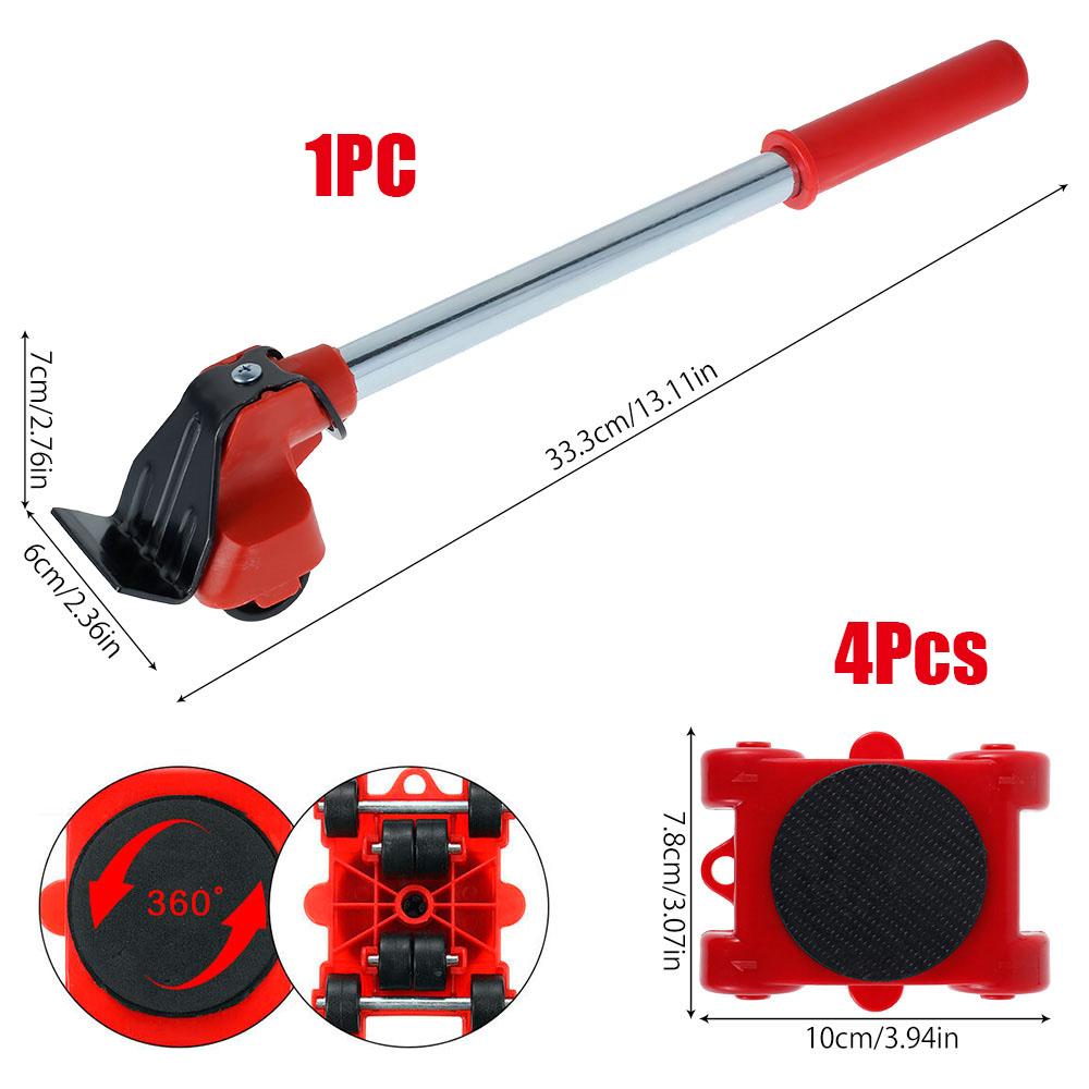 

Furniture Moving Transport Roller Set Removal Lifting Moving Tool Set Wheel Bar Mover Moving Heavy Stuffs Device Hand Mover Tool