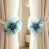 4Pcs Curtain Tiebacks Magnetic Curtain Holdback with Elastic Cord No Drill Window Decor Home Decor Flower Pearl Curtain Buckles